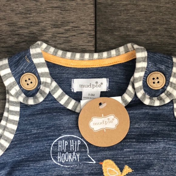 Mud Pie infant’s BLUE HIPPO ZIPPER MOUTH ROMPER - Picture 5 of 8